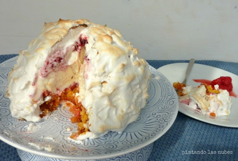 tarta helada con merengue gratinado