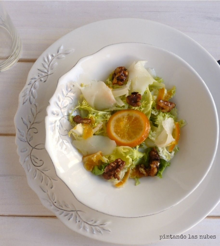 Ensalada de mandarina confitada y bacalao
