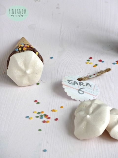 Merengue en cornete para un cumple