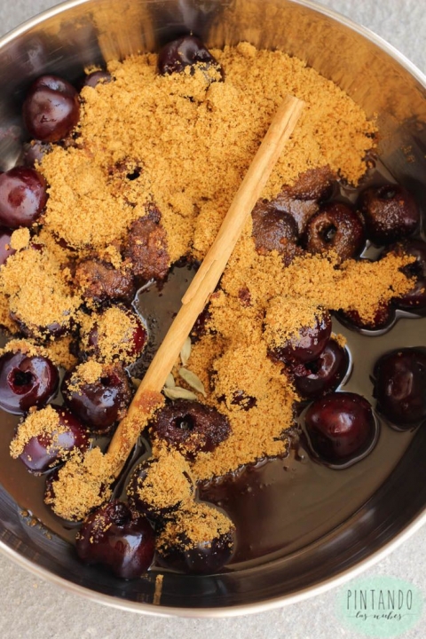Ingredientes compota de cerezas por Pintando las nubes